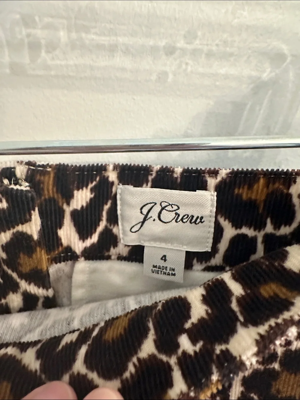 J. Crew Leopard Print Buckle Mini Skirt in Corduroy